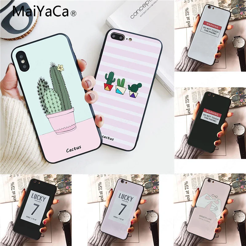 

Maiyaca Candy Color Art Leaf Print Phone Case for iPhone X 6 6s 7 8Plus Cactus Plants Fashion Soft TPU Rubber Silicon Cover Capa
