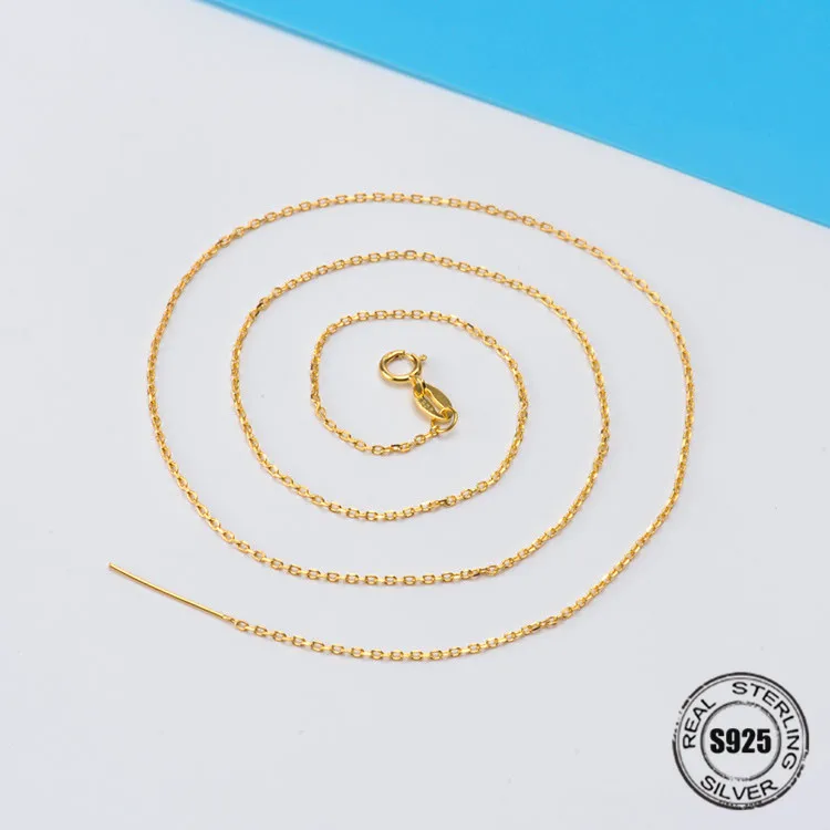 

100% Sterling Silver Chain Woman Fashion Charm 925 Silver Necklace Original Basic Chain Luxury Jewelry