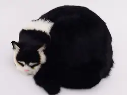 Большой Моделирование Черный кот модель пластик и Мех животных Спящая кошка игрушка для декорации дома подарок около 29x31x10 см t3000