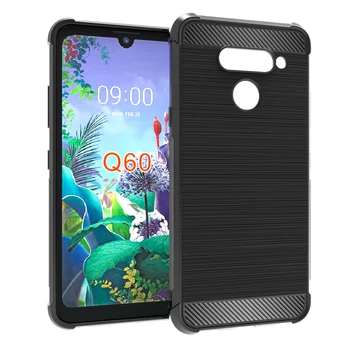 

10PCS/LOT.Shock Absorption Cover Soft TPU Anti Scratch Carbon Fiber Design Back Case for LG Q60/LG K50/LG K40