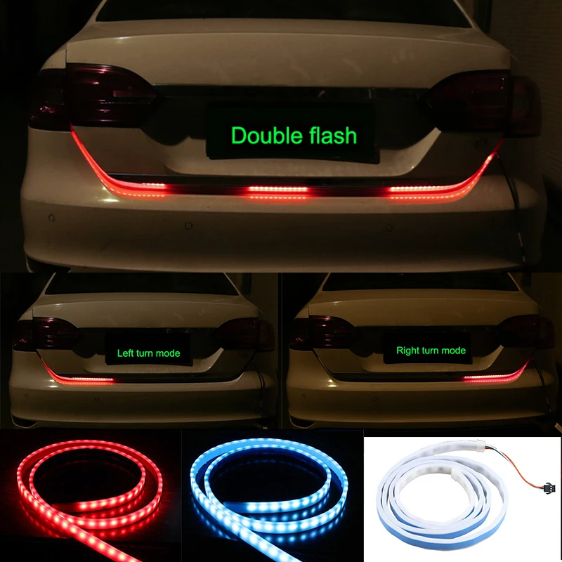 

OKEEN red blue led trunk strip Flowing Rear Trunk Light red Turn Signal Strip Dynamic Streamer Reverse LED Warning Flash Lights