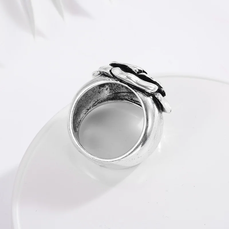 Готический розовый узор кольца для женщин ювелирные изделия серебряный, покрытый, гравированный кольца в форме цветов для мужчин женщин Femininos Aneis