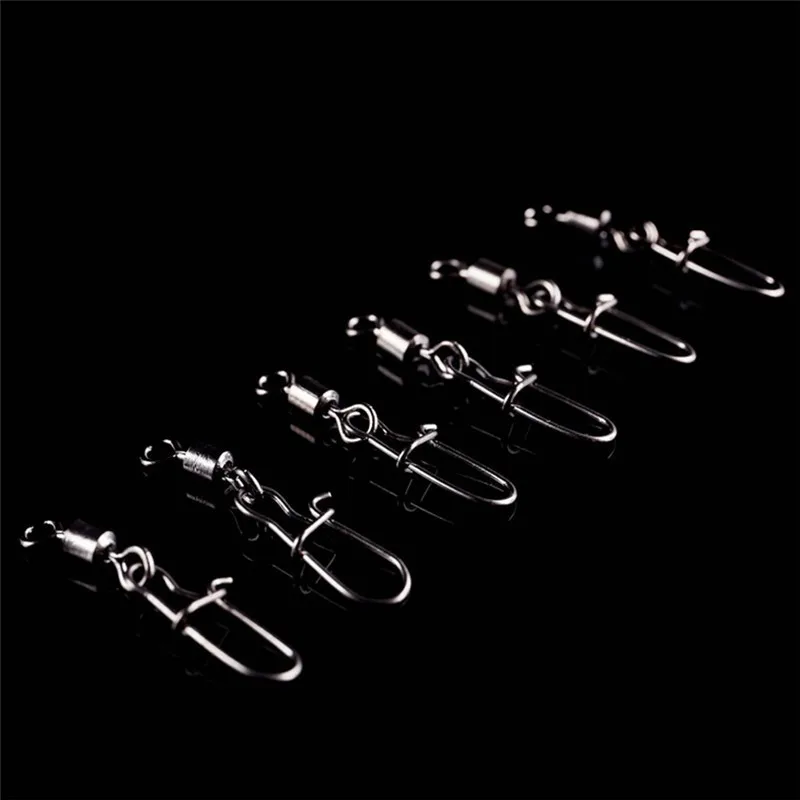 30PCS 2# 4# 6# 8#10# 12#14# Stainless Steel Fishing Connector Pin Bearing Rolling Swivel Snap Pins Fishing Tackle Accessories - Image 2