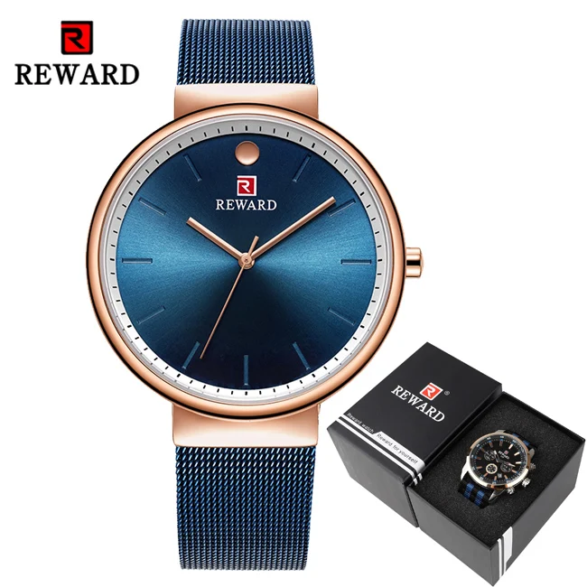 Мужские часы Топ бренд класса люкс ультра-тонкие кварцевые часы мужские Reloj простые водонепроницаемые Серебряные наручные часы для мужчин Relogio Masculino - Цвет: Rose-Blue with Box