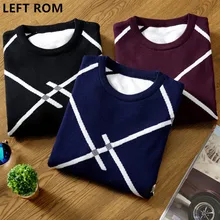 LEFT ROM man 2017 autumn men’s senior knitting neck fashion sweater, male cotton print, slim stripe casual business knitted coat