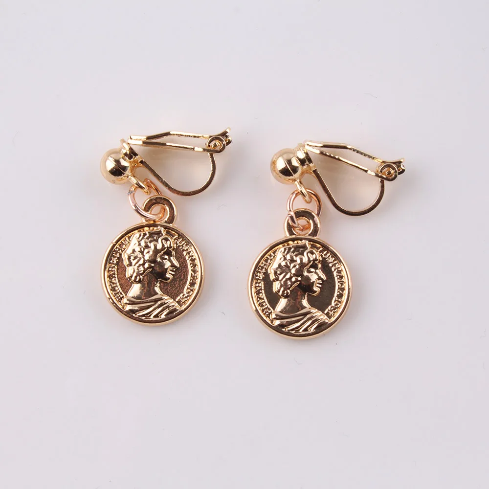 alloy Owl hippo No Ear Hole Earring Gold-color Geometric Clip Earrings for Girl