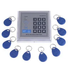 Free shipping 125KHZ EM RFID Access Control System Standalone Access control key pad + 10 Key Fobs+ power supply