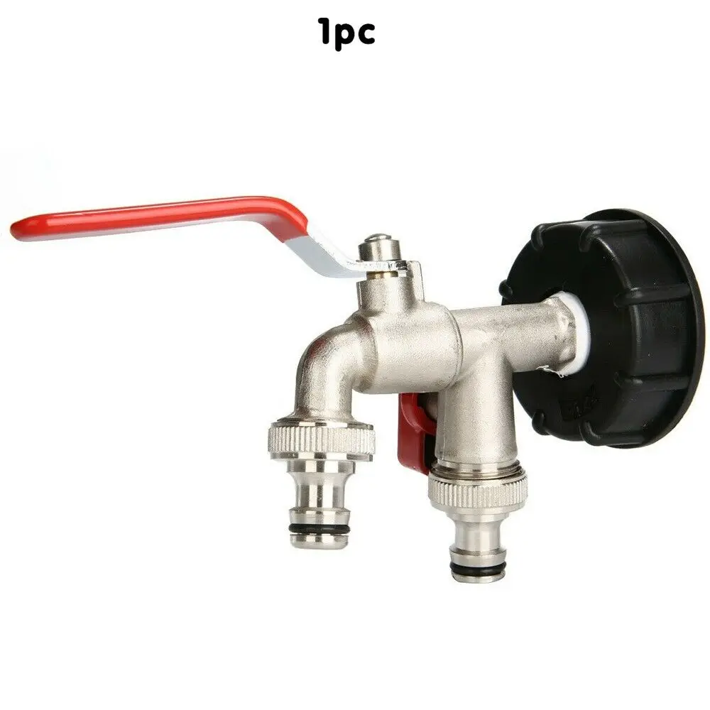 

IBC Tank 1000L Garden Water Connector Twin Tap Hose Pipe Splitter Adapter Easy to Install Simple Practical BU1592