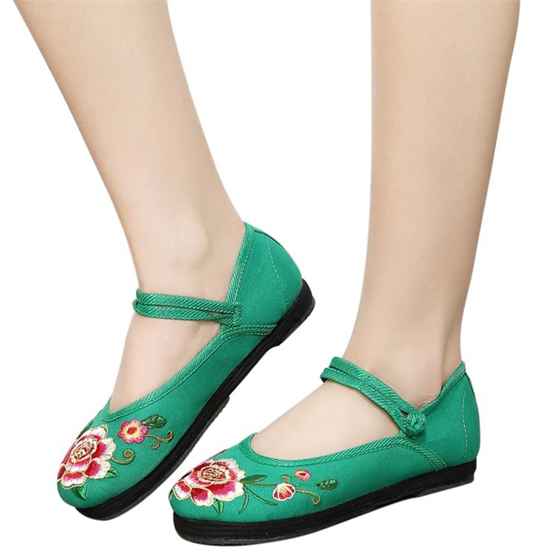 Buy Flowers Embroidered Women Canvas Mary Jane Strap