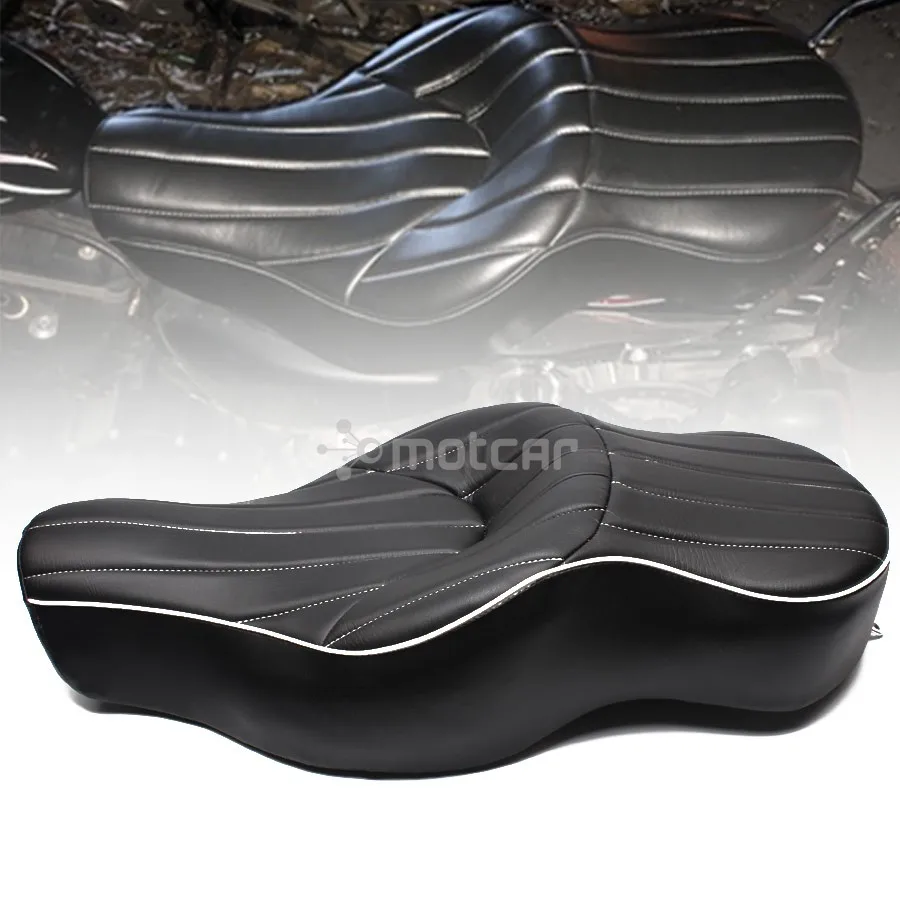 

for Harley XL883 XL1200 N Sportster 05-13 Motorcycle Black Solo Leather+Soft Foam Style Rear Pillion Low-Pro Old School Seat