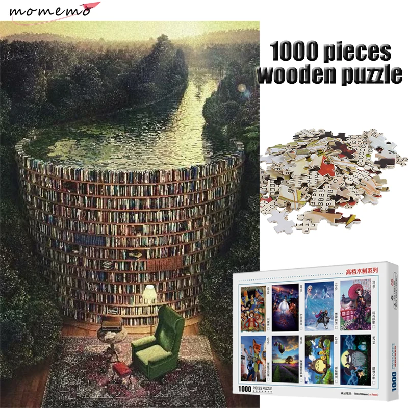 MOMEMO 1000 штук книжная полка канал для взрослых деревянные головоломки игрушки