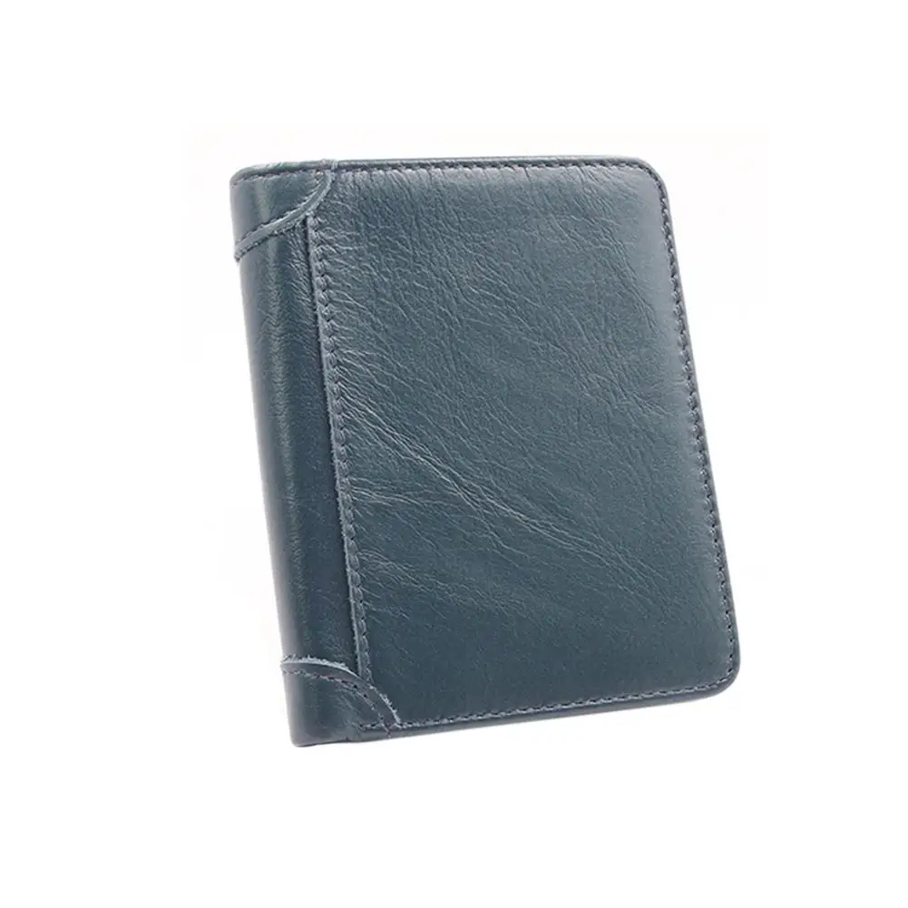 

Yfashion Men Leisure Business Geniune Leather Wallet Retro Solid Color Large Capacity Short Purse