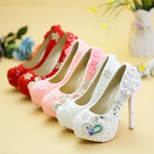 heart blue gems white pearl high heels wedding shoes red bottom high heels