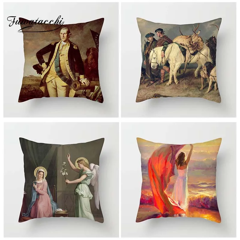 

Fuwatacchi Oil Painting Cushion Cover Goddess Pillow Cover For Home Car Chair Decorative Hunting View Pillowcases 450mm*450mm