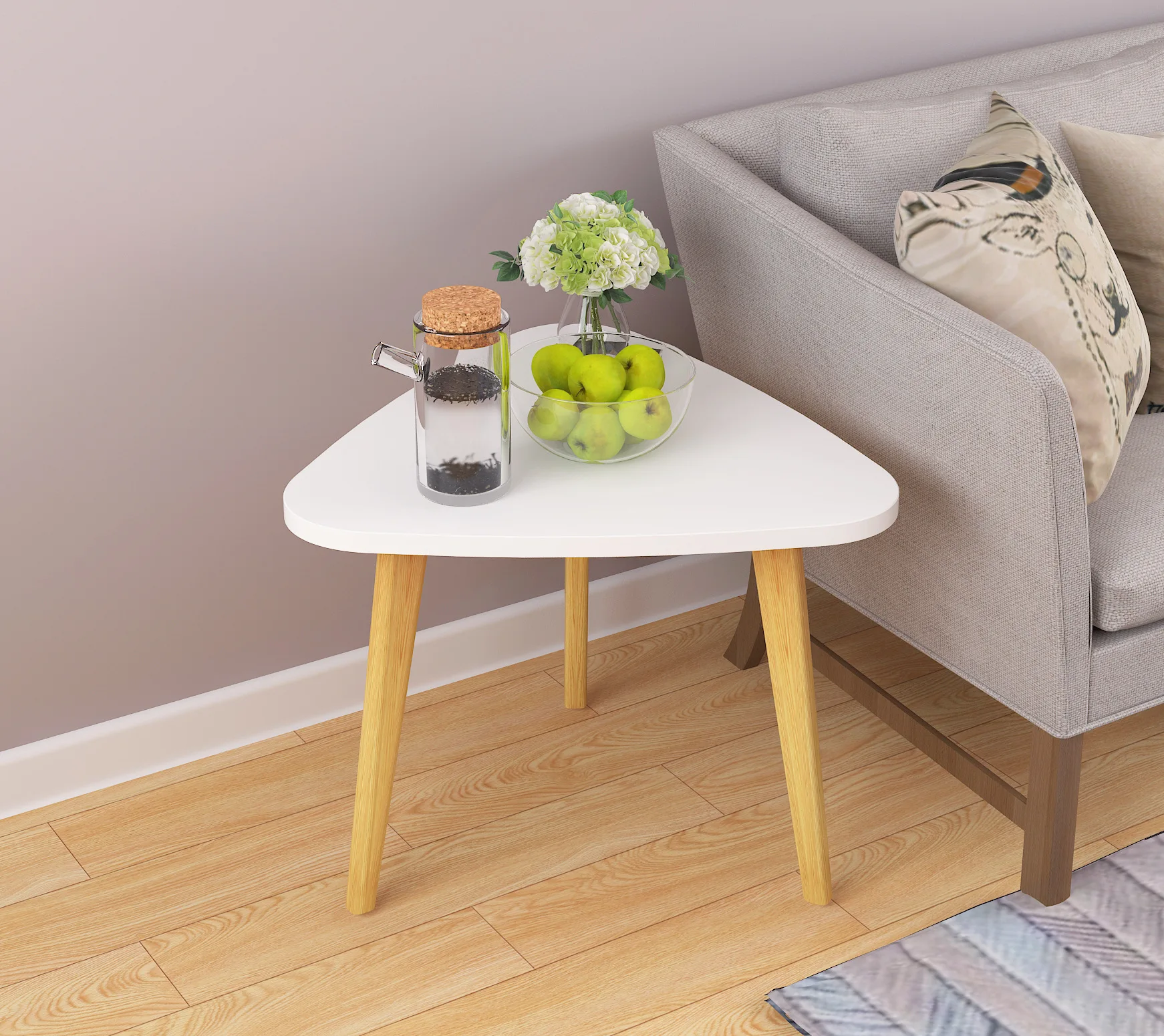 LK585 Fashion Solid Wood Coffee Table Nordic Style Slink Tea Desk Simple Installation Portable Sofa Side Table Home Furniture