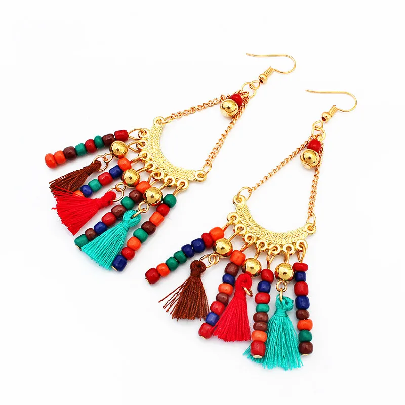 Богемия Винтаж Смола кисточкой падение серьги Hamdmade Jewelry Серьги для Для женщин