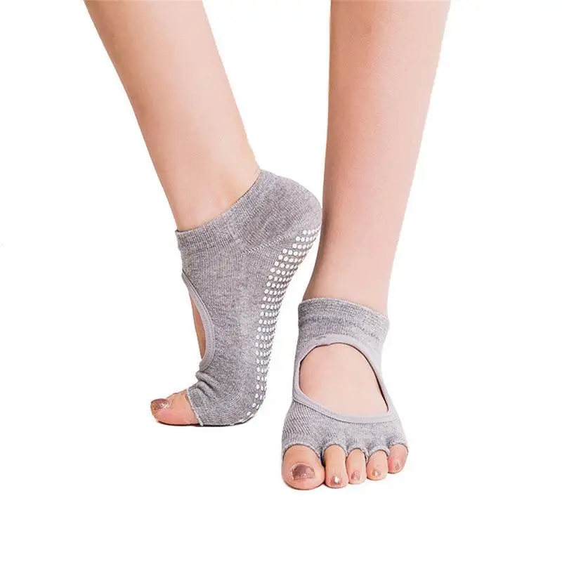 Новая одежда для маленькой девочки 2, шт./пара с открытым носком женские, не скользящие хлопковые раздельные пальцы Йога носки для девушек, для занятий спортом, пилатеса носки пуанты - Цвет: Light Gray