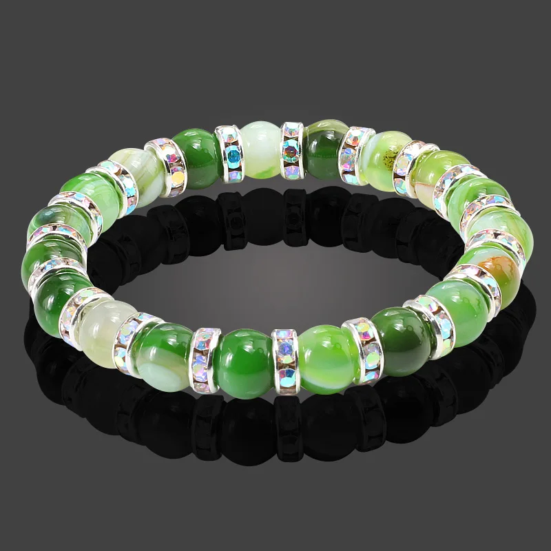Модные женские браслеты Зеленый Серебряный круг с натуральным кристаллом кварца браслет из бисера для мужские браслеты роскошный подарок ювелирные изделия Pulseras
