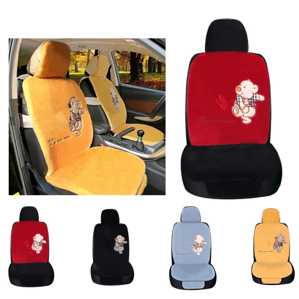 

Dewtreetali Single Front Car Seat Cover Cute Cushion Winter Plush Car Pad Seat Cover Interior Accessories for Truck Van
