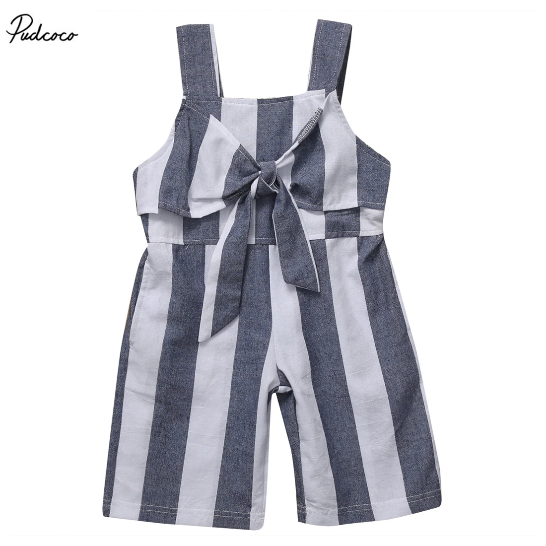 

Infant Baby Kids Girls 2017 New Summer Striped Jumpsuit Bow Tie Sleeveless Romper Clothes Outfits Playsuit