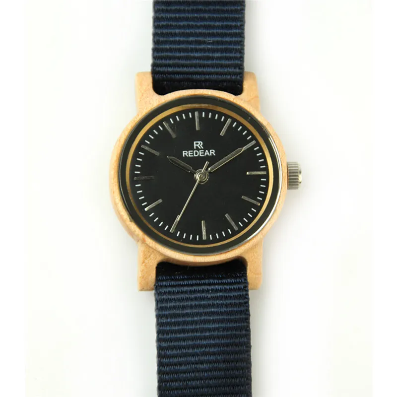 

Fashion Women Watches Natural Maple Wood Watch Newest Japan Quartz Movement Wrist Watches Soft Nylon Watch Band