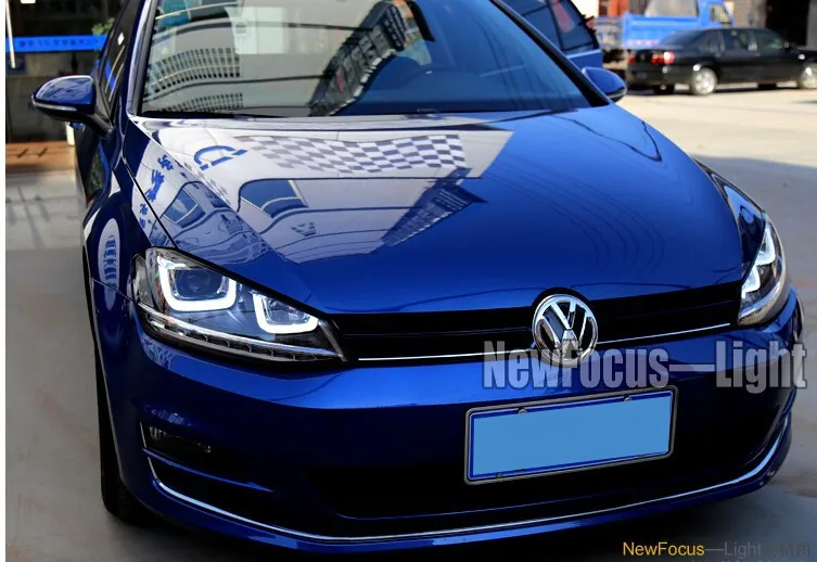 Для vw golf 7 головной светильник двойной U ангельские глазки DRL для vw golf MK7 автомобильный Стайлинг H7 Bi-xenon двойные линзы парковка светодиодный светильник