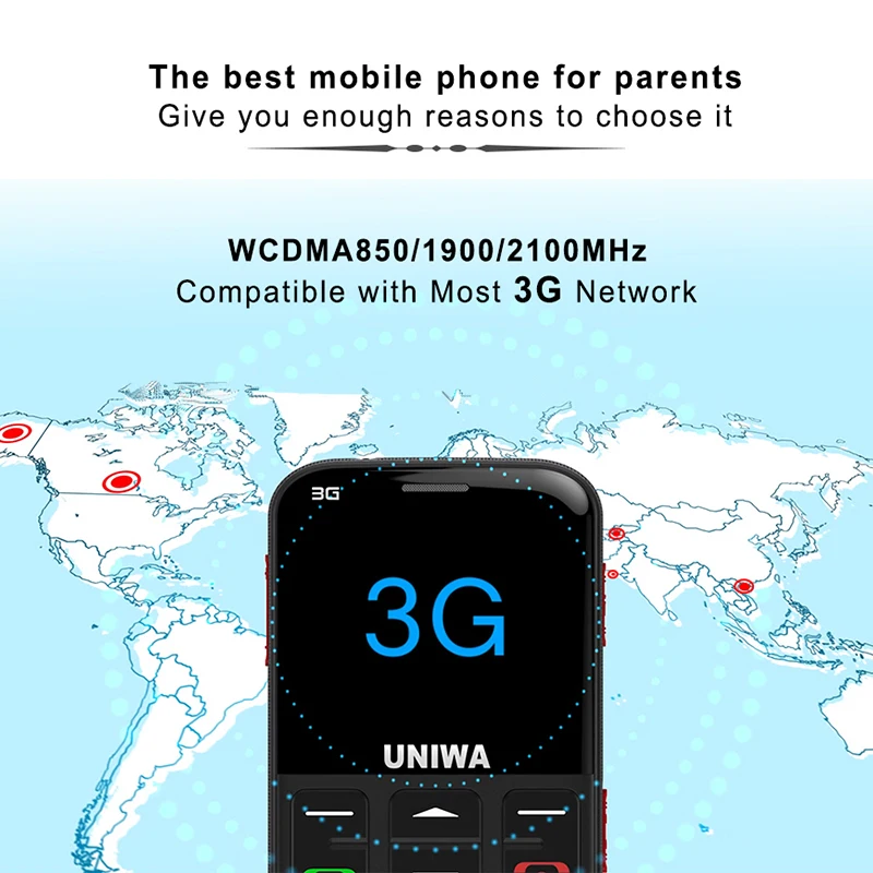 UNIWA V808G мобильный телефон русская клавиатура 3g WCDMA телефон сильный фонарь мобильный телефон для пожилых людей большой SOS кнопочный телефон для пожилых людей