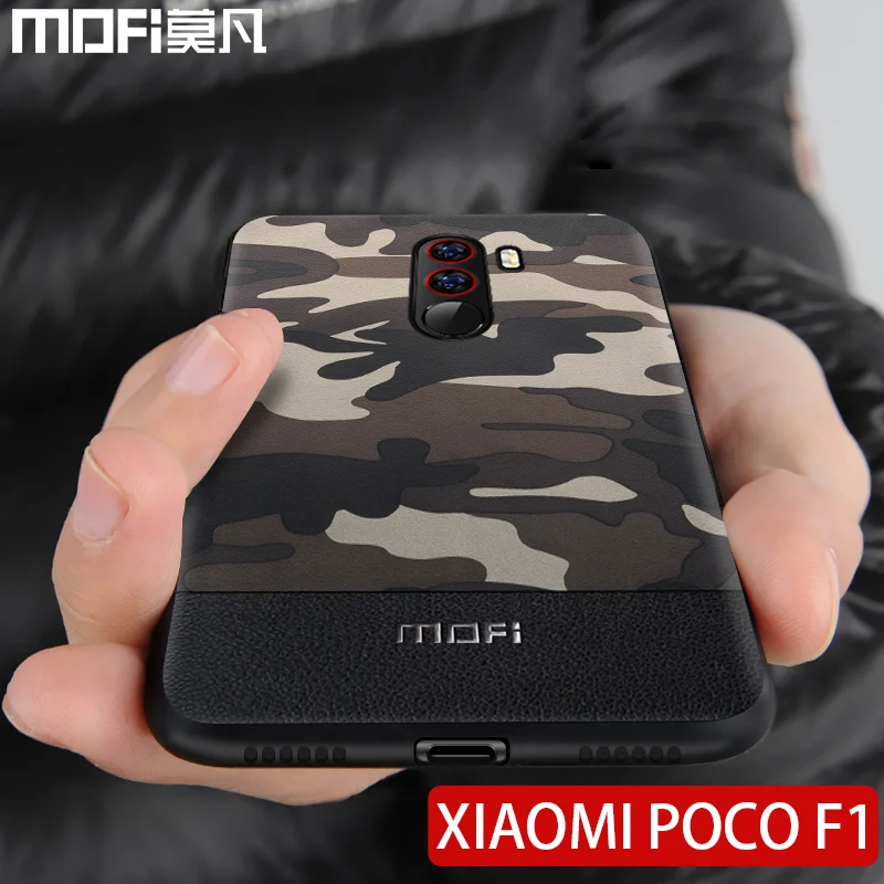 

for xiaomi pocophone F1 case camouflage color style splice leather pocophone F1 back fundas capas MOFi original poco F1 case