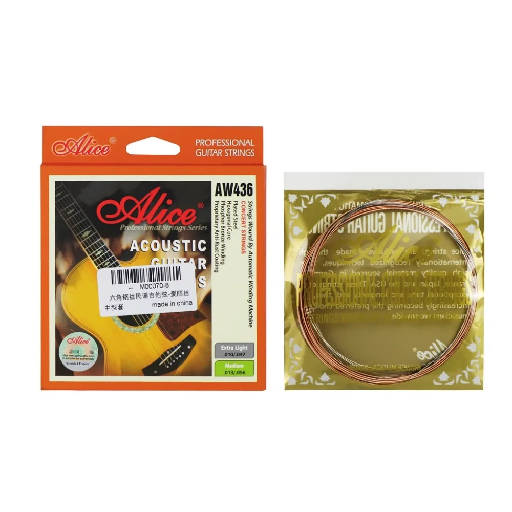 Alice AW436 M Acoustic Guitar 6 String Set Medium Tension Hexagonal