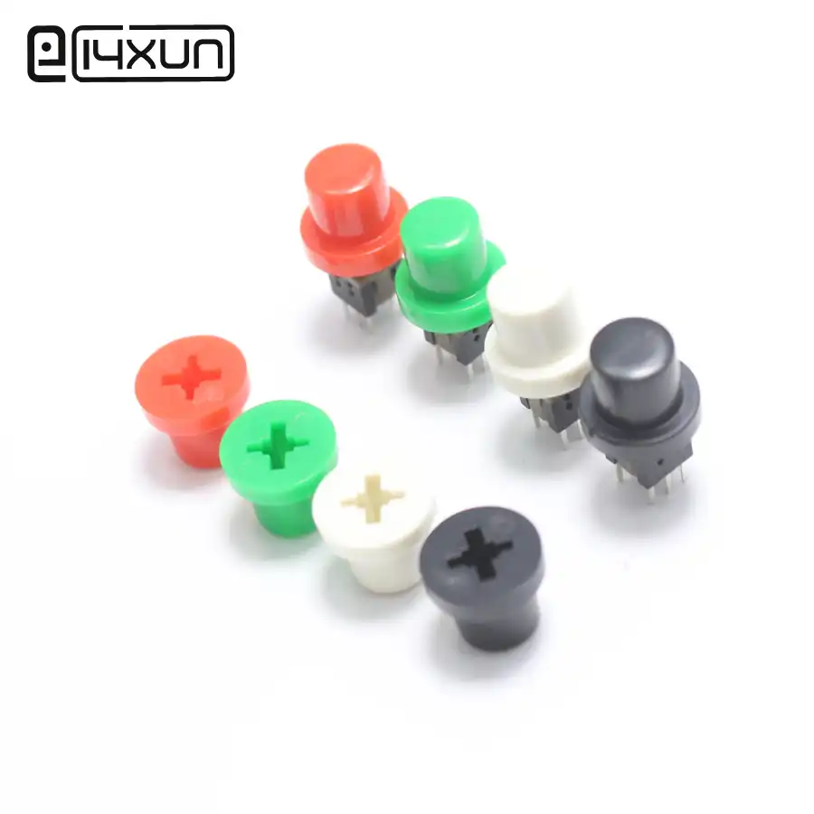 100PCS Tact Tactile Push Button Switch Cap Green//Yellow//RedBlack for 6x6 Switch