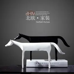 Черный и белый серии украшение декора Домашнего Интерьера гостиной стали мягкими загружен длинноногие собака