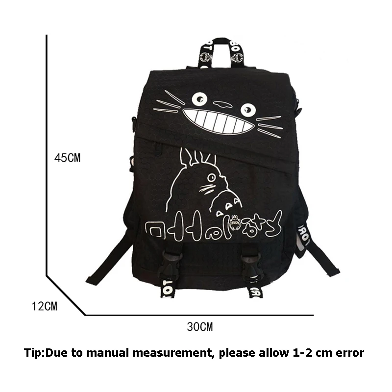 Teenager Totoro Backpack Canvas Hayao Miyazaki Boys Anime School Bags Girl Cartoon A4 Book Bag Children Schoolbag Mochila BP0174 (13)
