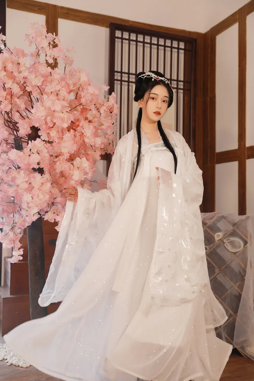 Hanfu женское белое платье феи Косплей Китайский древний костюм Взрослый фестиваль наряды танцевальный костюм для сцены белый Hanfu BL1981