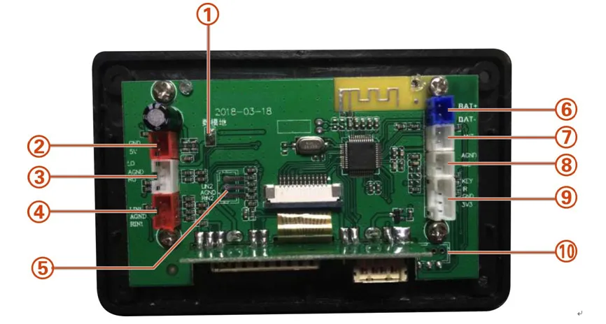 9-12V and DC5V power connection 4.2 Bluetooth audio input recording radio lyrics display APE, FLAC, WMA, WAV, MP3 decoder board