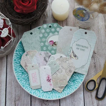 

mix size 12pcs paper labels elegant blue garden style packaging party gift decoration tags Scrapbooking Craft Paper DIY