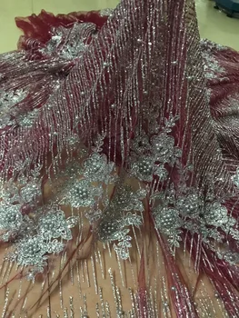 

New arrival Jolin-3.2704 french net lace fabric with glued glitter sequins lace african tulle lace fabric