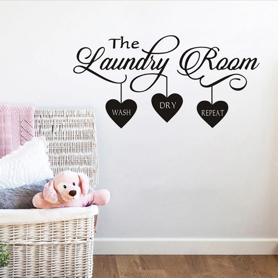 

Wallpaper For Laundry Quote Wall Mural Heart Home Mural Popular Vinyl Detachable Art Decal Poster Fashion Decoration LW10