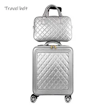Дорожная поясная сумка Роскошные брендовые прокатки Чемодан комплекты Spinner 16/20/24 дюйма женские Искусственная кожа дорожные сумки пароль чемодан на колесах