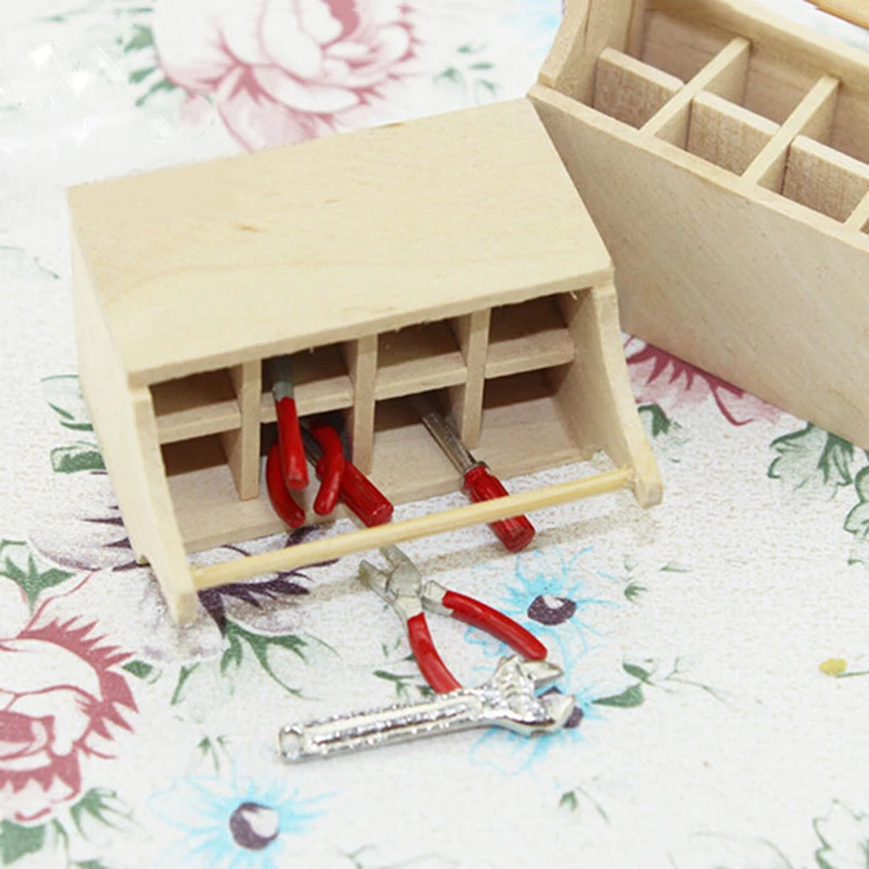 

1/12 Miniature Dollhouse Wooden Toolkit Toolbox Furniture Toy Set Life Scenes Dolls Accessories Decor Model Toys