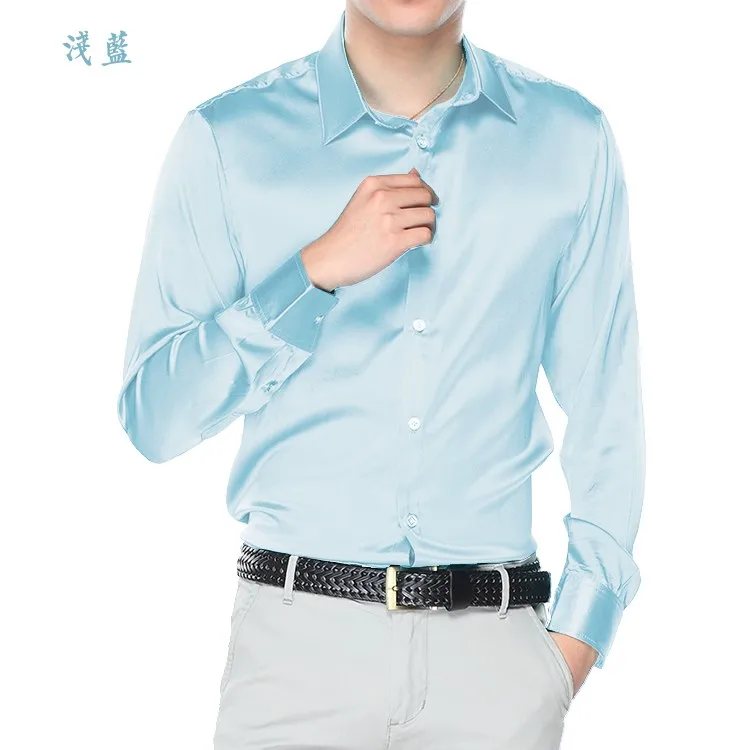 Новый 2019 с длинным рукавом 2 высокого класса коммерческий шелк тутового шелкопряда рубашки мужские cultivate one's этичная рубашка мужской XS-6 xl