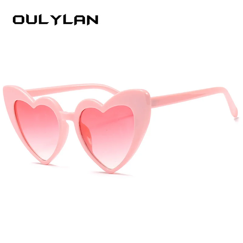Oulylan Love Heart солнцезащитные очки для женщин Ретро дизайнерские солнцезащитные очки «кошачий глаз» Женские винтажные розовые очки 90s красные очки flash