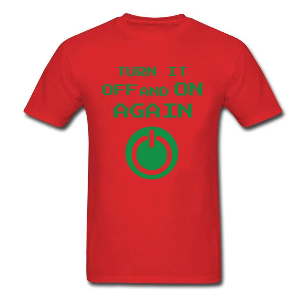 Brand Printed Casual Short Sleeve T Shirts ostern Day Crewneck 100% Cotton Tops Tees for Men Tee Shirt Casual Wholesale Turn it Off and On Again red