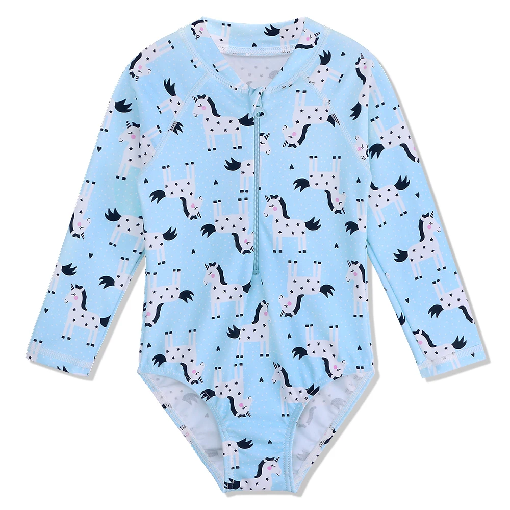 

BAOHULU Cute Cartoon Swimsuit for Girls Long Sleeve Kids Swimwear One Piece Girls Swimsuit Bathing Suits Rash Guards Beachwear