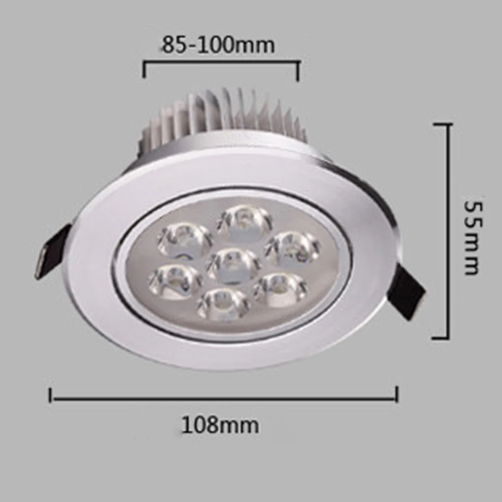 1 шт. Чистый/теплый белый 7 Вт светодиодный прикрепляемый к потолку светильник Встраиваемый светильник прожектор белый 110-220 В дома