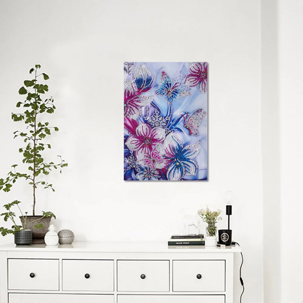 2_Diamond Embroidery Butterfly Flower Pansy Special Shaped Diamond Painting Needlework Rhinestone 5d Drill DIY Crystal Painting