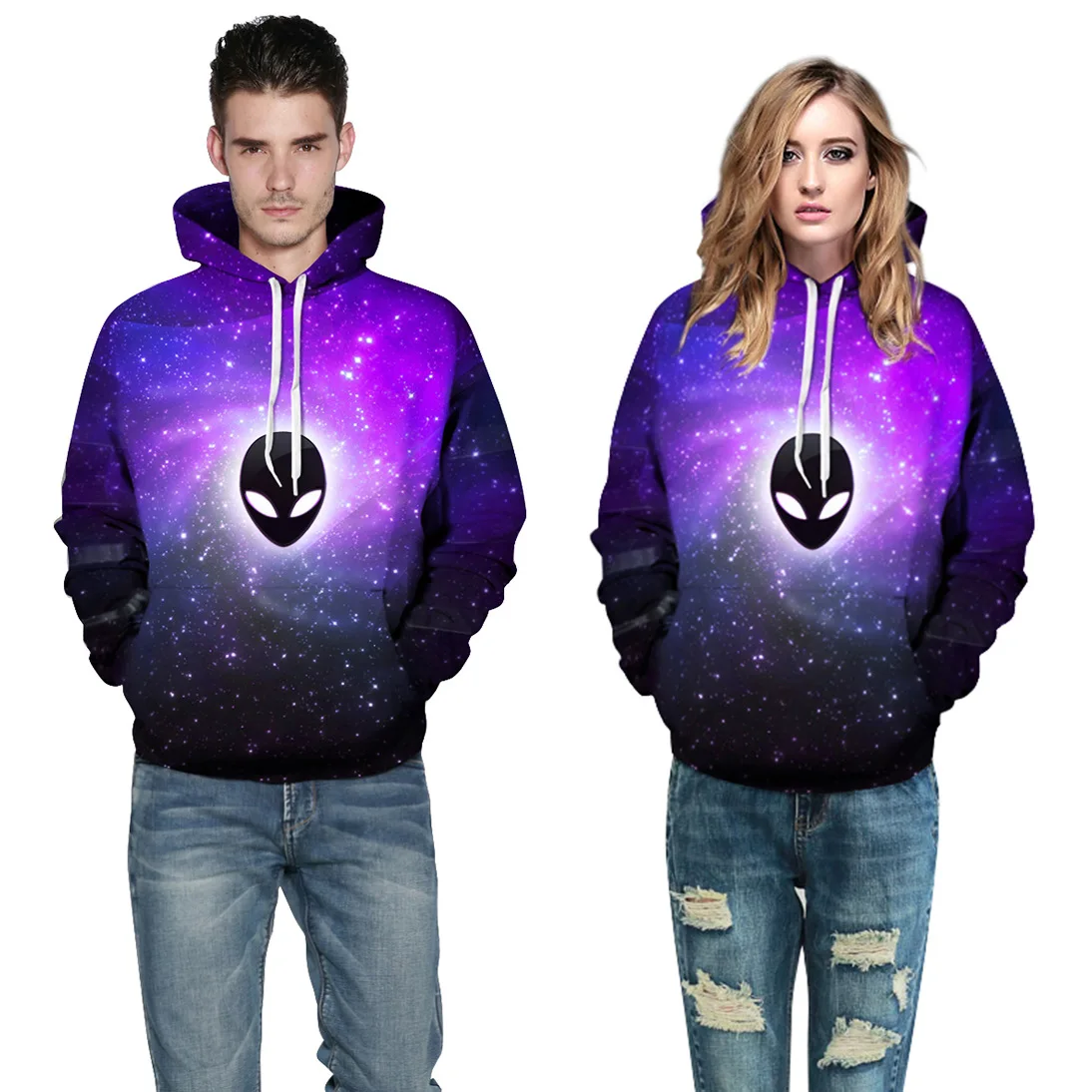 2017 Autumn/Winter Hot Sale Ghost Star 3D Digital Print Loose Large Size Lovers Hoodie S-3XL