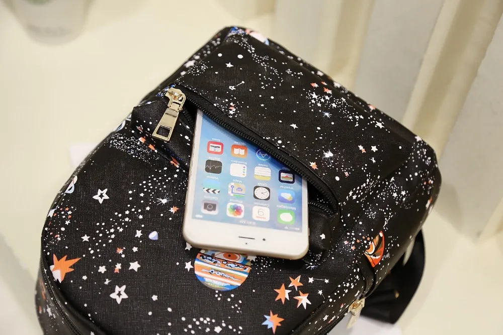 Модный женский маленький кожаный рюкзак с принтом звездной Вселенной для девочек, детские мини-рюкзаки для девушек, милая легкая сумка