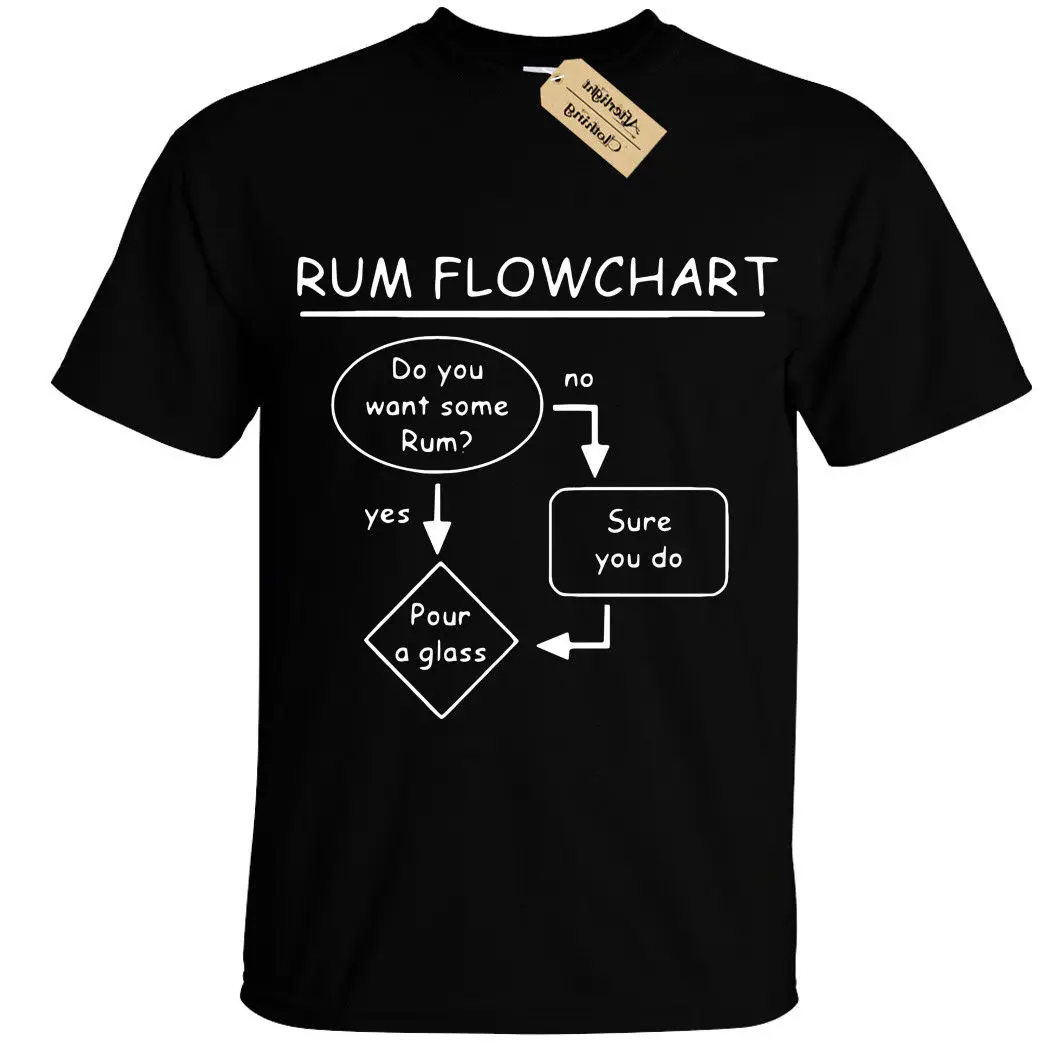 Rum Flowchart Мужская футболка Веселая ром влюбленных подарок идея 2019 модная из 100%