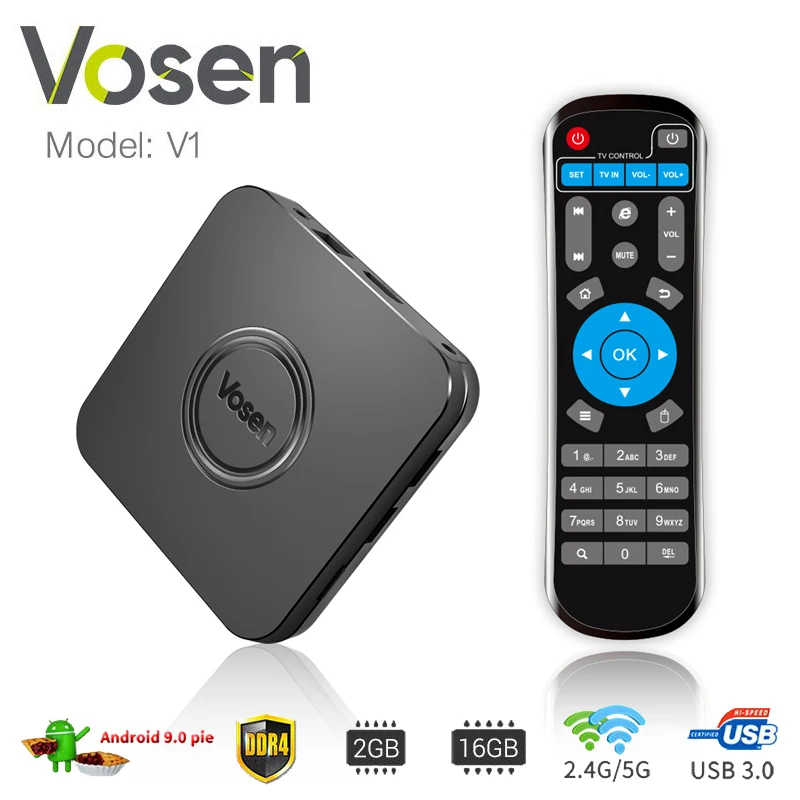 DDR4 2GB 16GB TV Box Android 9.0 Amlogic S905X2 TVbox 2.4G 5G Wifi Bluetooth Set Top Box 4K 3D Streaming Media Player Vosen V1