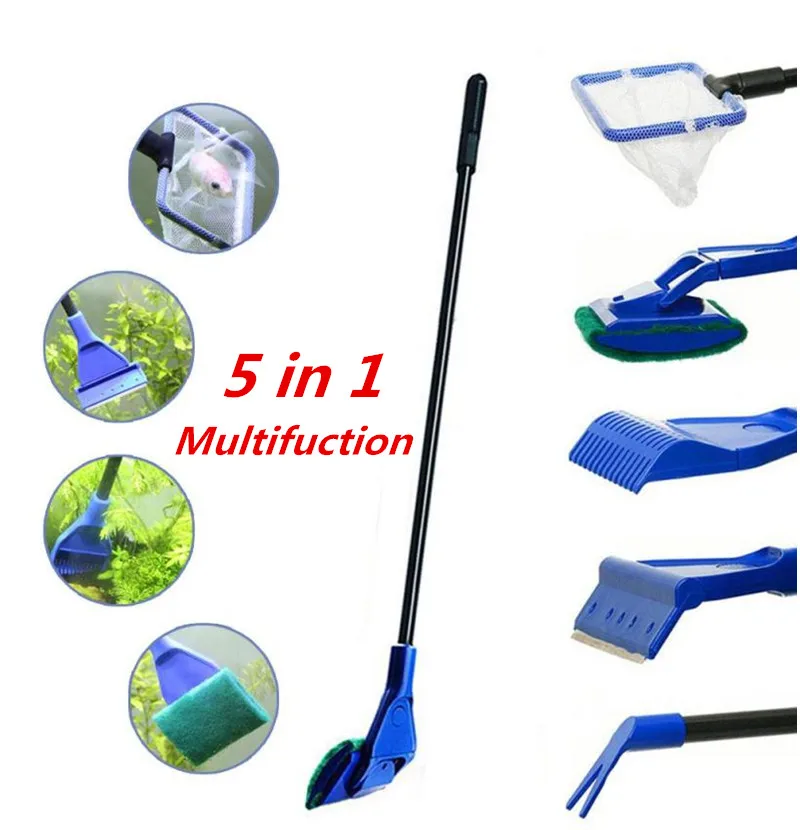 5 In 1 Aquarium Cleaner Set Fish Tank Cleaning Tools Kit Fish Net